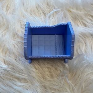 Mattel 2004 Doll House Furniture blue Rocking Crib Bassinet Loving Family